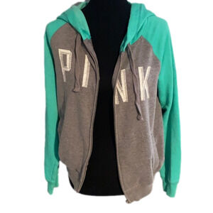 Teal & Grey Zip Up Hoodie size small
